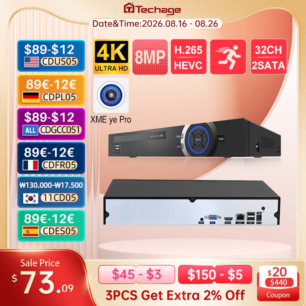 Security Ip Camera - Techage UHD H.265 36CH NVR Netzwerk-Rekorder