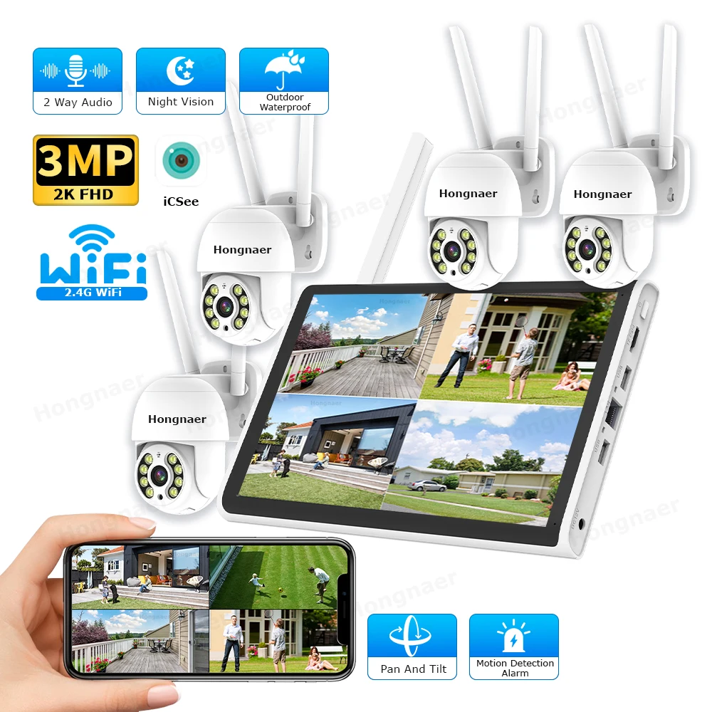 Security Ip Camera - 2026 Hongnaer 3MP 4-Kanal WLAN IP