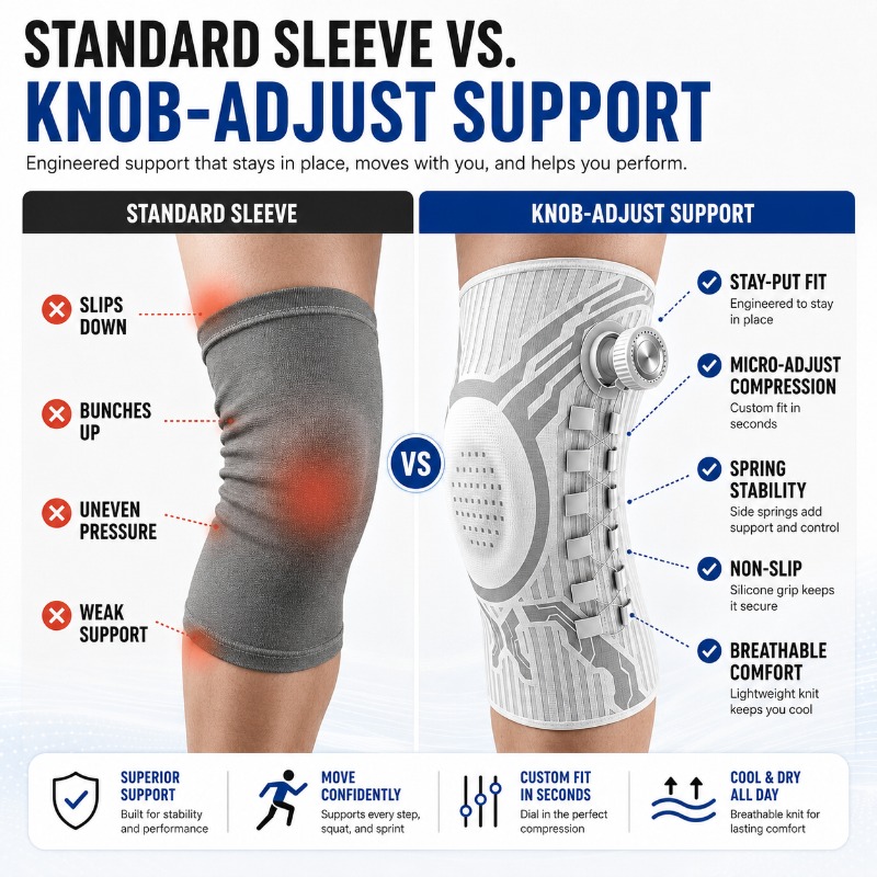 Smart Home Bone - Intelligente Kniebandage mit Drehknopf, Patella-Gelkissen, seitlicher