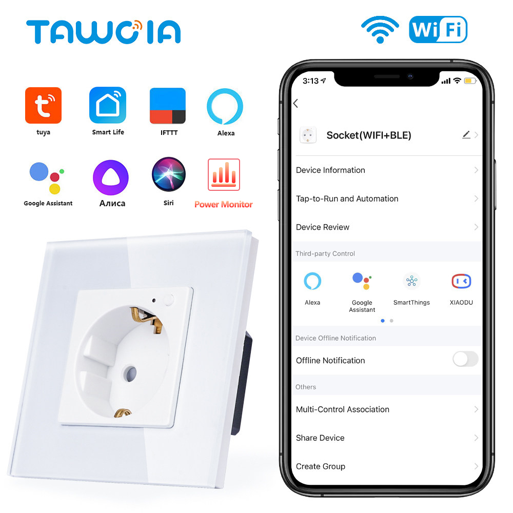 Smart Home Yandex - TAWOIA Wifi Steckdose EU Standard Glas