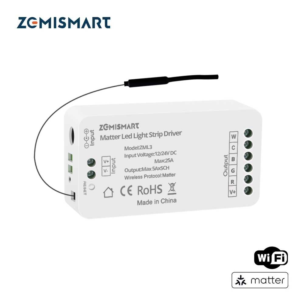 Alexa Compatible Bulb - Zemismart Matter LED-Lichtstreifen-Treiber RGBCCT DC 12V