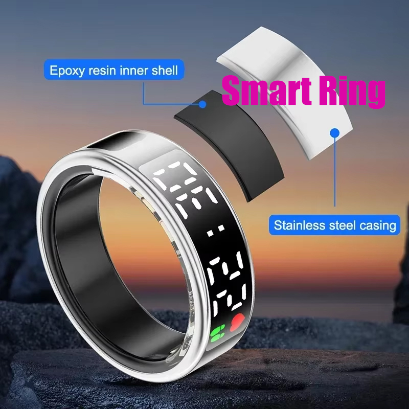 Smart Home Trainer - Fitness Schlaf Smart Ring LED-Display Herzfrequenz