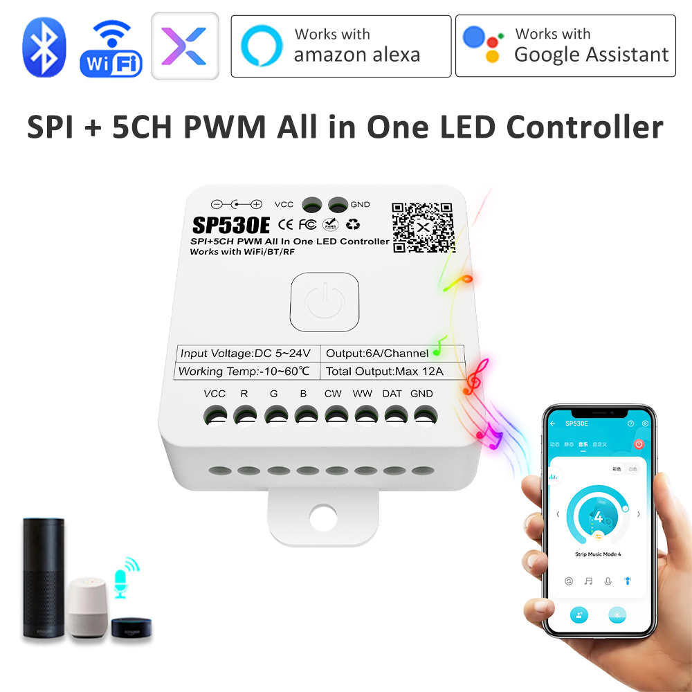 Alexa Compatible Bulb - SP530E All-in-One LED-Controller 12V 24V 5V